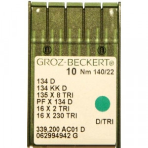 Голка Groz-Beckert 134 D, 134 KKD, 135x8 TRI з товстою колбою для товстої шкіри 10 шт / уп