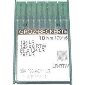 Голка Groz-Beckert 134LR, 135x8 RTW, PFx134 LR з товстою колбою права лопатка для шкіри 10 шт / уп