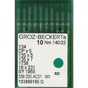 Голка Groz-Beckert 134, DPx5, 135x5, 135x7 SD з товстою колбою для м'якої шкіри 10 шт / уп