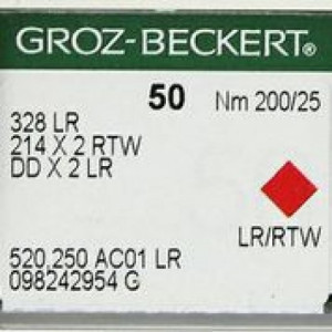 Голка Groz-Beckert 328LR, 214x2RTW, DDx2LR для шкіри на мокасинну машину 10 шт/уп
