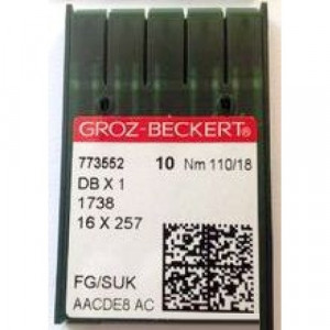 Голка Groz-Beckert DBx1SUK, 1738, 16x257FG, 16x231, 71x1, 287 WH, DBx257FG з тонкою колбою 10 шт / уп
