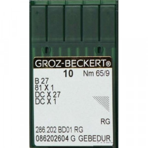 Голка Groz-Beckert B27, 81x1, DCx27 GEBEDUR оверлочна з позолотою 10 шт/уп