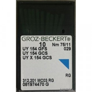 Голка Groz-Beckert UY154GFS, UY154GCS №70 оверлочна загнута в упаковці 10 шт